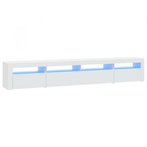 &ldquo;Winter SaleTOP Armoire TV classique Blanc - Meuble TV avec lumi&egrave;res LED Blanc 240x35x40cm PRO94890