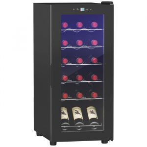 Cave à vin - HOMCOM - 18 bouteilles 50L haute performance température réglable 5-18° lumière LED - noir