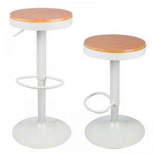 MIPAN.Lot de 2 Tabouret Bar Bois Rond .Chaises Chaises Haute de Bar en Bois.Hauteur RéglablePivotant 360° avec Repose-Pied.Blanc