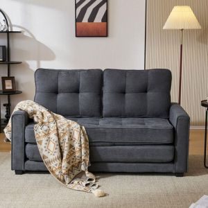 Canapé Convertible 2 places avec Coussins Confortables DéhoussableCanapé Lit DoublePliant Fauteuil avec pochesgris foncé