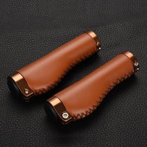 ESTINK poign&eacute;es de v&eacute;lo en cuir PU 1 paire de poign&eacute;es de v&eacute;lo de montagne pliant en cuir PU (marron)