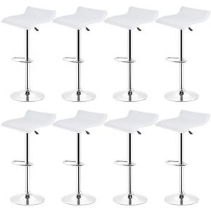 Lot de 8 Tabourets de bar/Chaises de bar style simple Reglable-Blanc