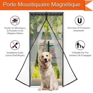 AST Rideau de Porte magn&eacute;tique/Moustiquaire porte Magn&eacute;tique pour portes fen&ecirc;tres Anti Moustiques Mouches Noir 210*90cm