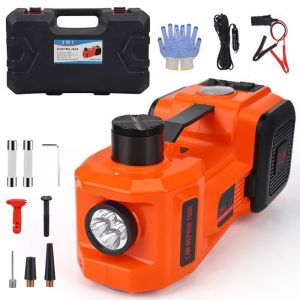 Cric Hydraulique 5T 180 W 12V Cric électrique Voiture Kit avec pompe gonflable et lumière LED Cric pour voitureSUV