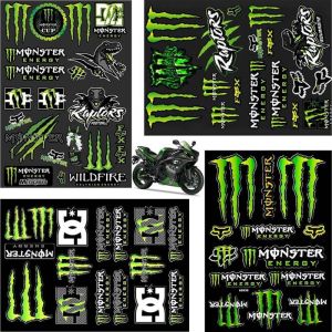 Lot de 4 autocollants Monster Energy pour casque de moto cool &ndash; Autocollants de qualit&eacute; sup&eacute;rieure pour motos skateboard voiture