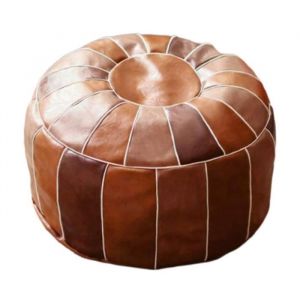 Housse de pouf marocain en cuir PU - HOMYL - Style ethnique - 50x35cm - Marron