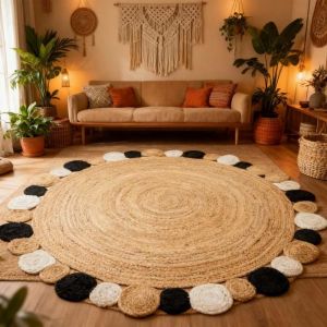 Tapis rond 80x80 rond JT RONDI Ecru  tapis jute artisanal