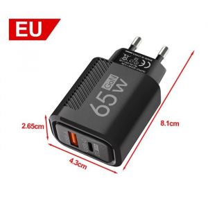 65W GaN USB Type C Chargeur Charge rapide USB Chargeur mural rapide pour iPhone 16 Xiaomi Samsung Huawei Type C PD adaptateur
