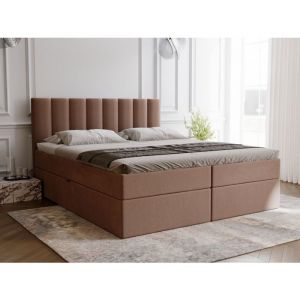 Lit complet - avec matelas - lit adulte - velours - marron - Mocca 140x200