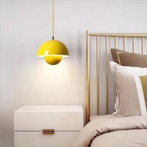 WOTTES Lustre Suspension Luminaire Moderne Style Scandinave 23*16CM Conception Lustre Pod E27 M&eacute;tal Jaune 4pcs pour Cuisine