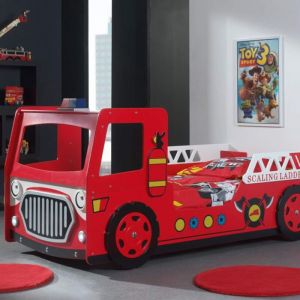 Lit enfant pompier led funky 90x200 - Rouge - Terre de Nuit