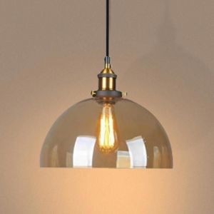 Diday Suspension Luminaire IndustrielLampe de Plafond Avat-jour en Verre Design Demi - cercle E27 Luminaire Style EdisonAmbre