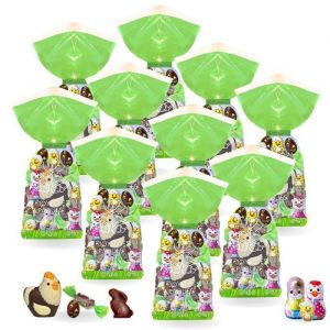 10 Sachets de 20 Chocolats de P&acirc;ques : Papillotes Lapin et Petits &OElig;ufs R&eacute;villon petits Moulages Rohan  Id&eacute;al pour Offrir ou Cacher