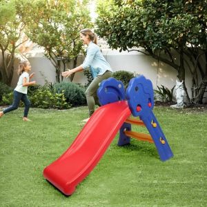 Toboggan pour Enfant - Aire de Jeux Pliable - Panier de Basket en Plastique - Multicolore 106 x 59 x 77 CM