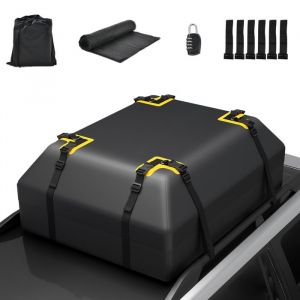 GYMAX Coffre de Toit de Voiture Imperméable 425 L Sac de Toit Pliable avec 8 Sangles Renforcées 6 Crochets de Porte