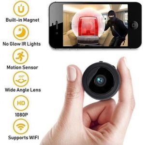 Mini Camera Espion Enregistreur WiFi 1080p Magnetic Cam sans Fil Nanny Cach&eacute;e et Vision Nocturne Interieur Exterieur Micro Camera