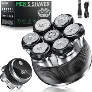Rasoir Tete Chauve Homme 7D Flexible Rasoir Avec 2 Vitesses R&eacute;glables Tondeuse Crane Chauve Sec & Humide Longue Dur&eacute;e De