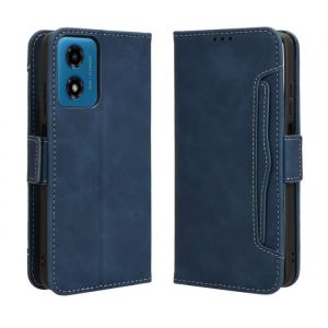 Coque Pour Motorola Moto G24/G24 Power/G04 Étui portefeuille fentes multiples Housse téléphone Bleu en Cuir PU Magnétique Flip Case
