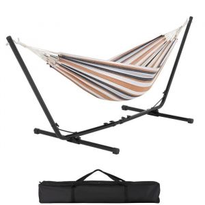 Yaheetech Hamac sur Pied avec Support Charge 200 kg Longeur R&eacute;glable 310-320-330cm Pour 1-2 Personnes Hamac avec Sac de Transport