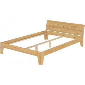 Cadre de lit adulte pin naturel 160x200 lit robuste et moderne sans sommier ni matelas 60.62-16oR