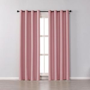 Lot de 2 Rideaux Occultants Thermique à Oeillet Solide Décoration de Fenêtre Pour Chambre 100 x 200 cm Rose