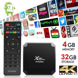TV Box 4Go 32Go - ARTIZLEE® Smart Box TV X96 Max Décodeur Multimédia Android 7.1 4GB+32GB WIFI Amlogic S905W Quad Core Boîtier TV
