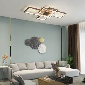 Plafonniers led modernes lustre rectangulaire à intensité variable 68w plafonnier encastrable avec télécommande 3 carrés plafonnier