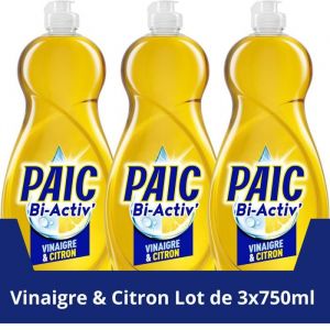 Paic Liquide Vaisselle Bi-Activ &ndash; Vinaigre & Citron &ndash; Nettoie - D&eacute;graisse &ndash; 750ml &ndash; Lot de 3
