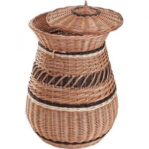 Panier &agrave; linge en osier coffre ronde en osier corbeille &agrave; linge
