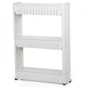 Etagère 3 étages à roulettes - chariot de stockage - meuble de rangement de cuisine salle de bains 54x12x72cm