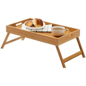 Bureau De Sable pour Ordinateur Portable Pliable en Bambou pour Lit De Petit-D&eacute;jeuner Table Petit Dejeuner Plateau en Bois a[353]