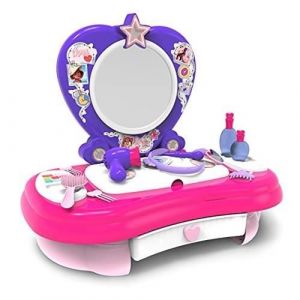 Coiffeuse de table pour enfant - CHICOS - Rose - Avec miroir et rangements