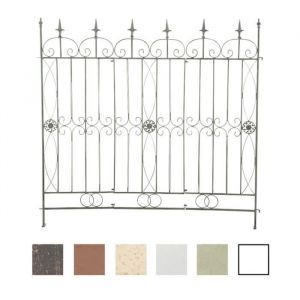 Clôture de jardin Mangold en fer 125 x 115 cm - CLP - Bordure dextérieur élégante - Vert antique