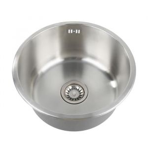 Evier de cuisine 1 bac rond - JEOBEST - Avec égouttoir vidage complet - Acier inoxydable - Gris