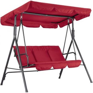 SALUT-Balancelle de Jardin sur Pied 3 Personnes avec Toit R&eacute;glable Imperm&eacute;abilisant pour Jardin Terrasse Charge Max 210KG-ROUGE
