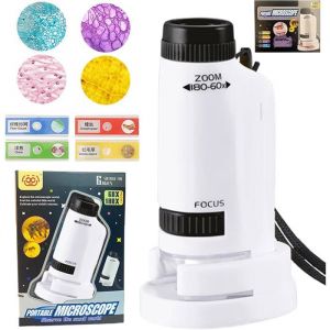 Microscope - Microscope pour enfants - Microscope de poche portable - Mini 60X-180X - Kit dexploration pour enfants - pour les