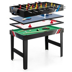 Babyfoot Table Multi-jeux 4 en 1 DREAMADE avec Football Air Hockey Billard Tennis de Table pour Toute la Famille Adulte Enfant