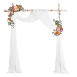 Tenture Mariage 75 x 600 cm Rideau en Blanc Mariage Tenture pour Décoration Mariage Tissu drapé en Rideau de Gaze