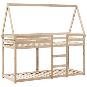 Lit superposés séparables enfant - JM - Sommiers inclus - sans matelas - 80x200 cm - bois de pin massif LL384