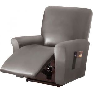 Imperm&eacute;able Housse De Fauteuil Relax Extensible PU Cuir Housse De Chaise Inclinable avec Poche Lat&eacute;rale Taupe -1 Place