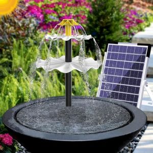 Fontaine de jardin solaire - MIOLOE - Cascade - 12 LED - 9 têtes de buses différentes