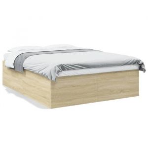 Cadre de lit - 2 personnes - chêne sonoma - 160x200 cm - bois dingénierie LL282907