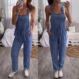 Combinaisons une pièce pour femmes Salopette Denim Jeans Salopette Pantalon long Salopette Bleu  EJ1521