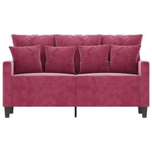 Sofa droit fixe - Clic Clac Canap&eacute; &agrave; 2 places - NEUF - Rouge bordeaux 120 cm Velours CA5136451