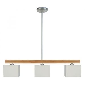 TOSEL Lustre 3 lumi&egrave;res - luminaire int&eacute;rieur - tissu  &eacute;cru - Style inspiration nordique - H80cm L80cm P15cm