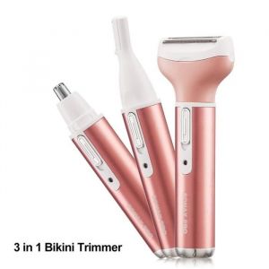 Tondeuse Maillot 3 en 1 Bikini Tondeuse Nez Rasoir &agrave; sourcils Rechargeable Rasoir Femme &eacute;lectrique pour Poils de Corps Visage Jambes