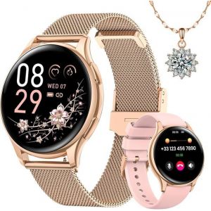 Montre Connectée Femme Avec Appel Bluetooth 127 Smartwatch Femme Avec Ip68 Fonction Féminine/24H Fréquence Cardiaque/24H Spo2/