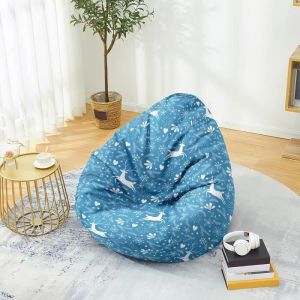 Pouf Poire Adulte Et Enfants Renne Rose De Noël 3D Pouf Geant Chambre Bean Bag Chair Pour Grand Canapé (BleuS)[a6640]