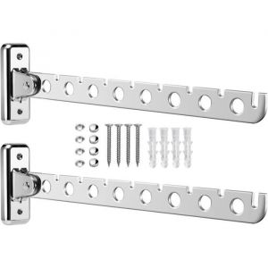 2Pcs Porte Cintre Mural &Eacute;tendoir Mural Sechoir Linge Cintre Mural Support de S&eacute;chage Rotation 90&deg; Porte-V&ecirc;tements Pliable Mural ave