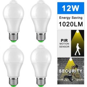 Ampoule LED - LEMONBEST - E27 - 12W - 3000K - Capteur de lumi&egrave;re et PIR
